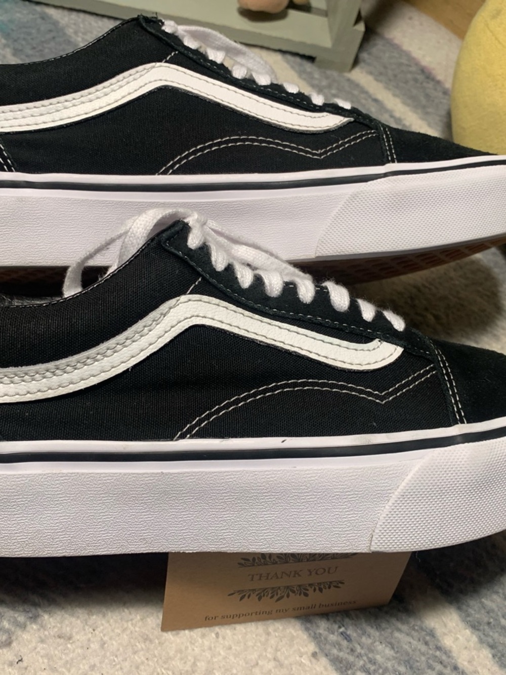 Women’s Size 8.5 VANS “PLATFORM” Shoes Classic Black and White Suede & Canvas